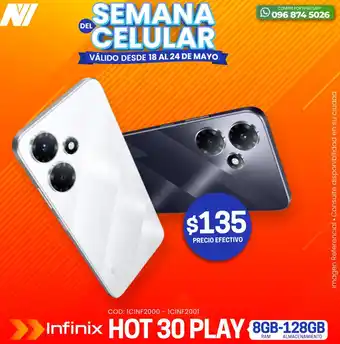 Novicompu Infinix HOT 30 PLAY 8GB-128GB oferta