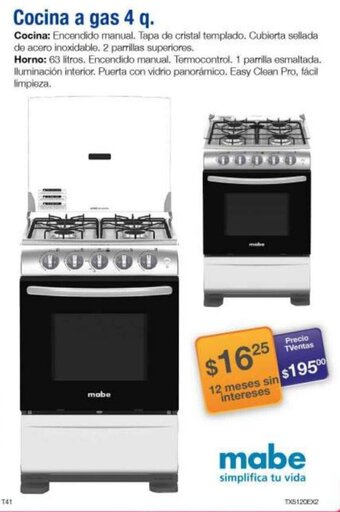 TVentas Cocina a gas 4 q. oferta