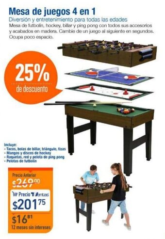 TVentas Mesa de juegos 4 en 1 oferta