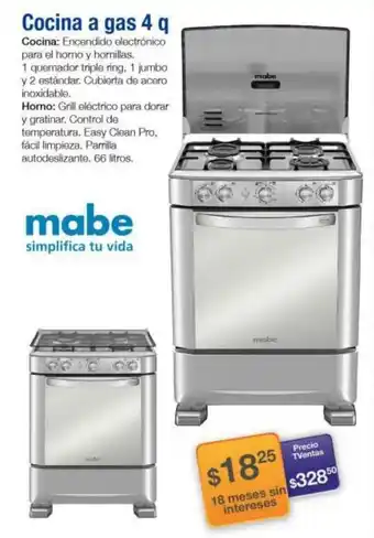 TVentas Cocina a gas mabe oferta