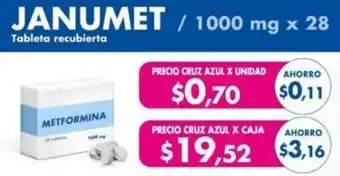 Farmacias Cruz Azul JANUMET/1000 mg x unidad oferta