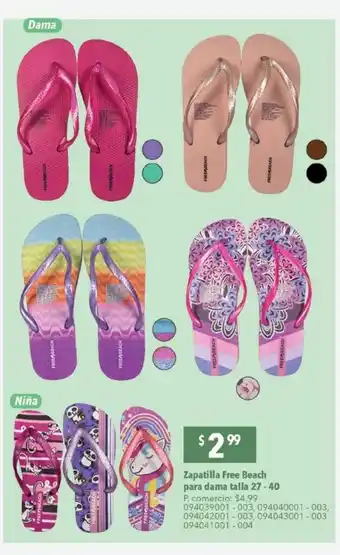 Tia Zapatilla free beach dama talla 27 a 40 oferta