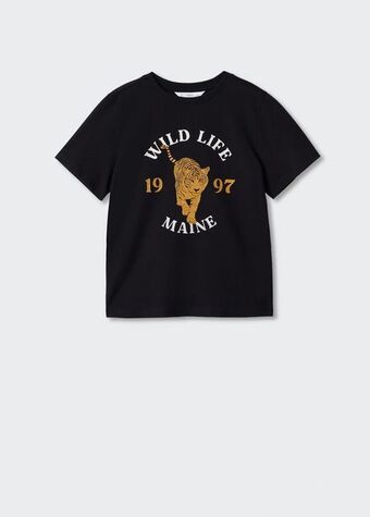 Mango Camiseta algodón estampado oferta