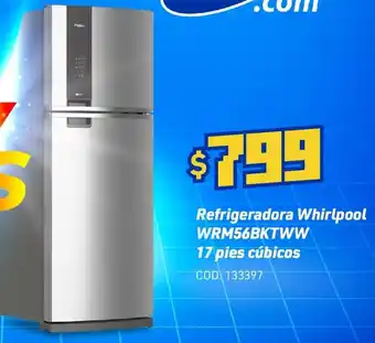 Artefacta Refrigeradora Whirlpool WRM56BKTWW 17 pies cúbicos oferta