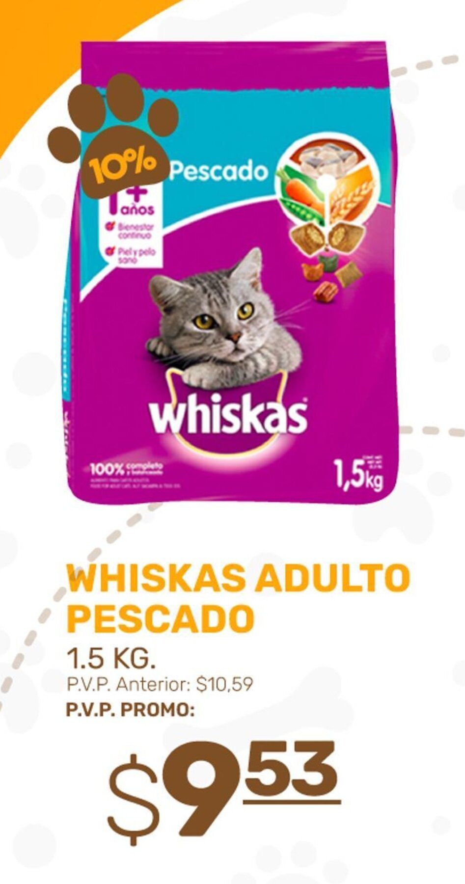 Coral Hipermercados WHISKAS ADULTO PESCADO 1.5 KG. oferta