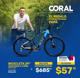 Coral Hipermercados BICICLETA 29" SNAPSONIC E TURBO NEGRO-AZUL oferta