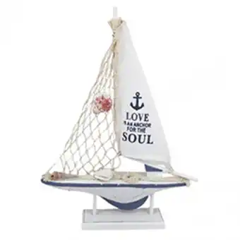 Boyacá Adorno velero de madera 35cm azul oferta