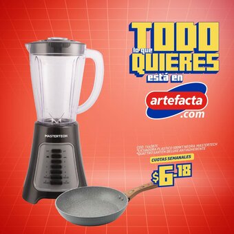 Artefacta LICUADORA PLASTICO 500WT NEGRA MASTERTECH *QUATTRO SARTÉN DELUXE ANTIADHERENTE CUOTAS SEMANALES oferta