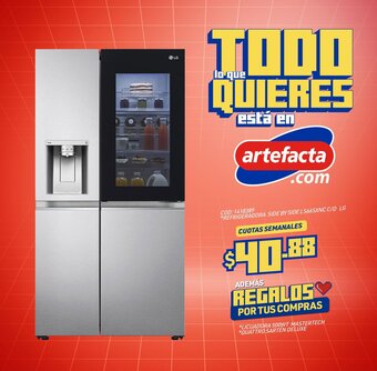 Artefacta *REFRIGERADORA SIDE BY SIDE LS66SXNC C/D LG CUOTAS SEMANALES oferta