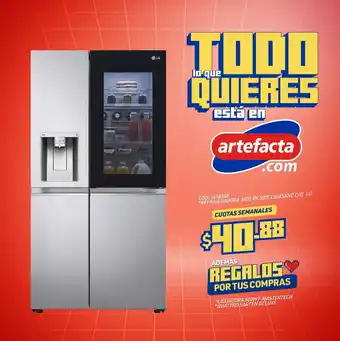 Artefacta REFRIGERADORA SIDE BY SIDE LS66SXNC C/D LG CUOTAS SEMANALES oferta