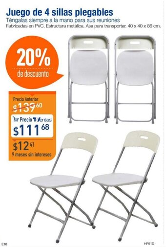 TVentas Juego de 4 sillas plegables oferta