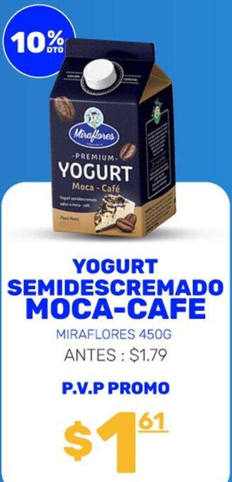 Coral Hipermercados YOGURT SEMIDESCREMADO MOCA-CAFE MIRAFLORES 450G oferta