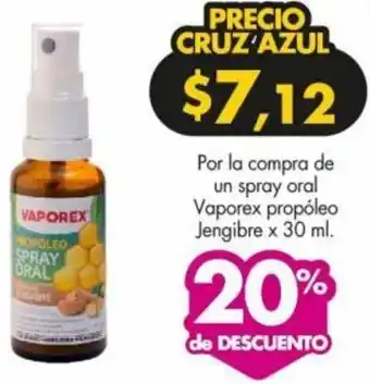Farmacias Cruz Azul Por la compra de un spray oral Vaporex propóleo Jengibre x 30 ml. oferta