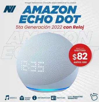 Novicompu AMAZON ECHO DOT 5ta Generación 2022 con Reloj oferta