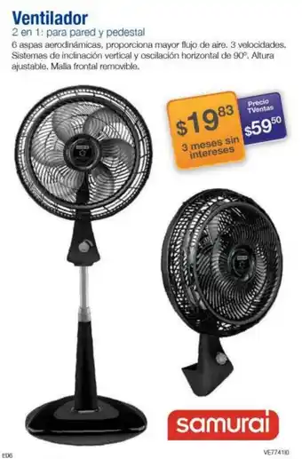 TVentas Ventilador 2 en 1: para pared y pedestal oferta