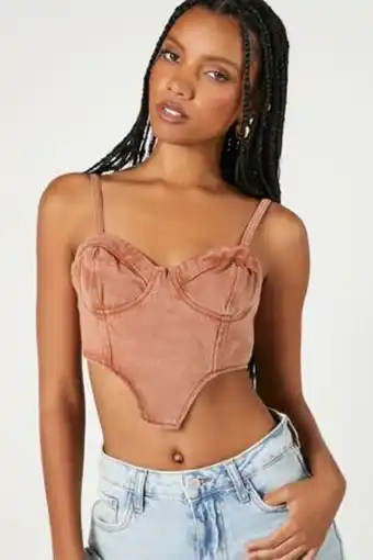Forever 21 Sweetheart denim corset crop top oferta