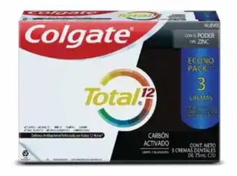 Mi Comisariato Pasta dental Colgate Total 12, Carbón Activado, 3 unidades, 75 ml. oferta