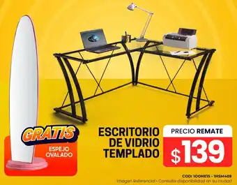ESCRITORIO DE VIDRIO TEMPLADO GRATIS ESPEJO OVALADO