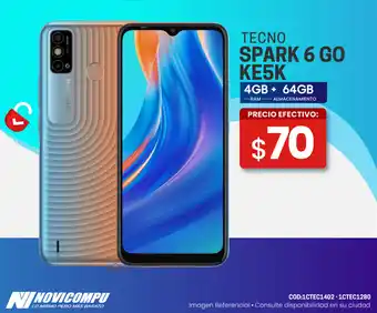 Novicompu TECNO SPARK 6 GO KE5K 4GB + 64GB oferta
