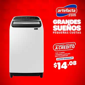 Artefacta COD: 1418399 LAVADORA SAMSUNG WA17T6260BW/AP CUOTAS SEMANALES oferta