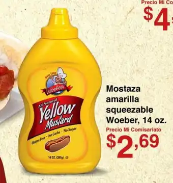 Mi Comisariato Mostaza amarilla squeezable Woeber, 14 oz. oferta
