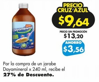 Farmacias Cruz Azul Por la compra de un jarabe Dayamineral x 240 ml, recibe el 27% de Descuento. oferta