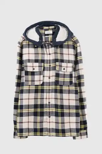 Sobrecamisa unicolor con capota y estampado de cuadros