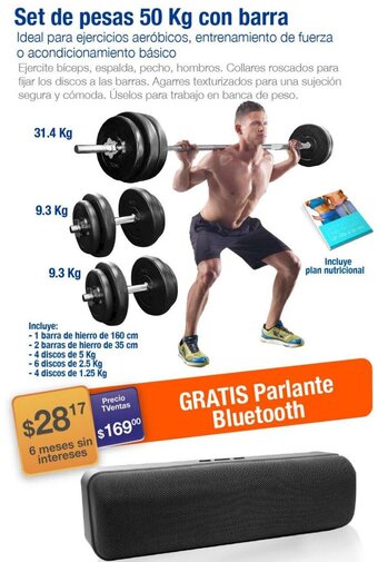TVentas Set de Pesas 50kg con Barra oferta
