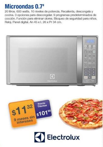 TVentas Microondas 0.7¹ oferta