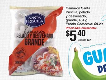 Mi Comisariato Camarón Santa Priscila, pelado y desvenado, grande, 454 g. oferta