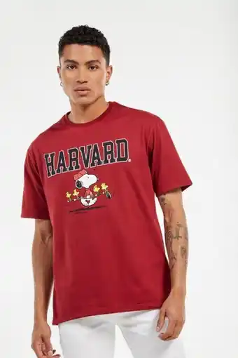 Koaj Camiseta cuello redondo roja violeta con diseño de snoopy & harvard oferta