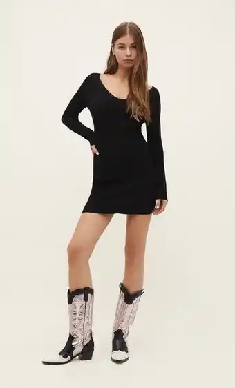 Stradivarius Vestido punto cuello pico oferta