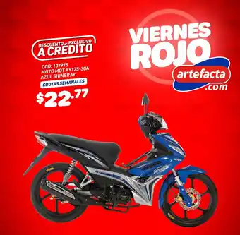 Artefacta COD: 107975 MOTO MOT XY125-30A AZUL SHINERAY CUOTAS SEMANALES oferta