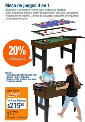 TVentas Mesa de juegos 4 en 1 oferta