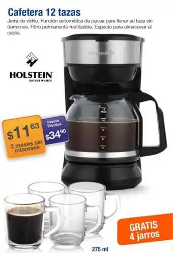 TVentas HOLSTEIN HOUSEWARES Cafetera 12 tazas oferta