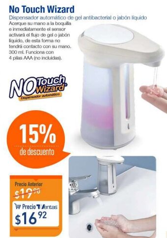 TVentas No Touch Wizard Dispensador automático de gel antibacterial o jabón líquido oferta