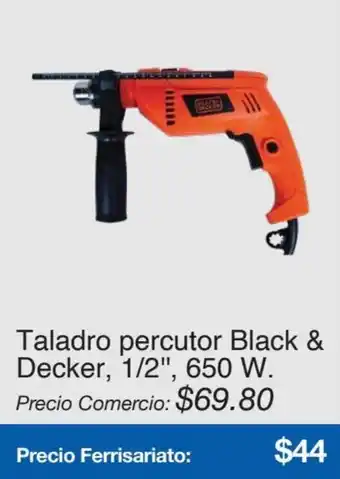 Taladro percutor Black & Decker, ½", 650 W.