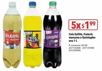 Tia Cola gallito, frutaris manzana o quintuples uva 1 l x 5 oferta