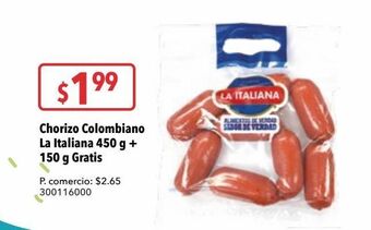 Tia Chorizo colombiano la italiana 450 g + 150 g gratis oferta