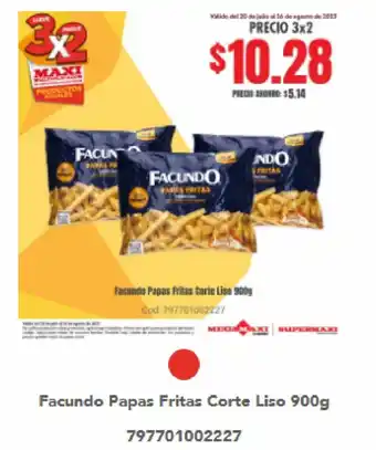 Supermaxi Facundo Papas Fritas Corte Liso 900g oferta