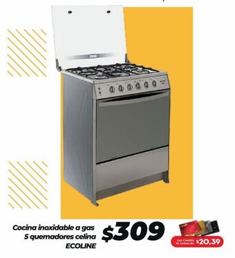 Tia Cocina inoxidable a gas 5 quemadores celina ecoline oferta