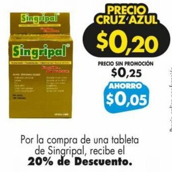 Por la compra de una tableta de Singripal, recibe el 20% de Descuento.