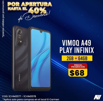 Novicompu VIMOQ A49 PLAY INFINIX 2GB + 64GB oferta