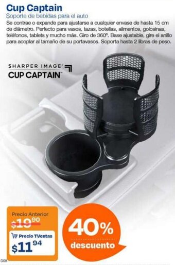 TVentas Cup Captain Soporte de bebidas para el auto oferta