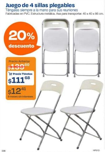 TVentas Juego de 4 sillas plegables oferta