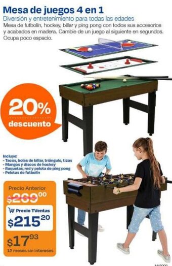 TVentas Mesa de juegos 4 en 1 oferta