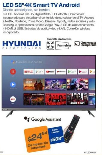 TVentas HYUNDAI LED 58"4K Smart TV Android oferta