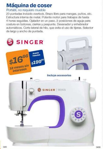 TVentas SINGER Máquina de coser oferta
