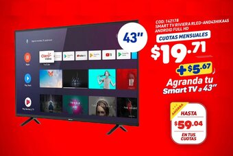 Artefacta SMART TV RIVIERA RLED-AND43HIKA45 ANDROID FULL HD CUOTAS MENSUALES oferta
