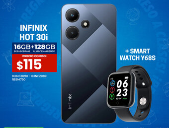 Novicompu INFINIX HOT 30i 16GB+128GB + SMART WATCH Y68S oferta
